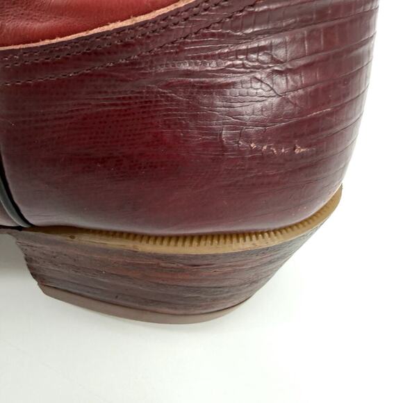 VTG Siete Leguas Red Leather Lizard Embossed Thunderbird Cowboy Boots Size 10E main image 13